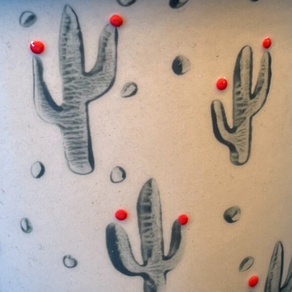 COST PLUS WORLD MARKET Cactus Pedestal Ceramic Mug / Cup ~ Embossed Blossoms - Picture 8 of 10